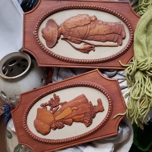 Vintage 1970s Holly Hobby & Robby Hobbie Wall Plaque Hanging Art Set Of 2 Large